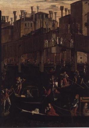 Wooden Rialto Bridge, from the Miracle of the Relic of the True Cross, 1494
