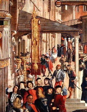 Vittore Carpaccio - Street Scene, detail from The Miracle of the Relic of the True Cross on the Rialto Bridge, 1494