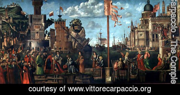 Vittore Carpaccio - The Meeting of Etherius and Ursula and the Departure of the Pilgrims, from the St. Ursula Cycle, originally in the Scuola di Sant'Orsola, Venice, 1498