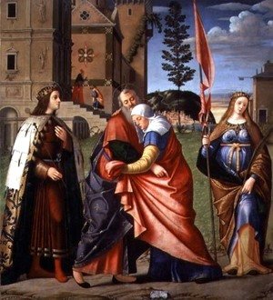 Vittore Carpaccio - The Meeting at the Golden Gate with Saints, 1515