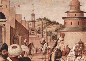 Vittore Carpaccio - Baptism of infidels by St. George, detail 3
