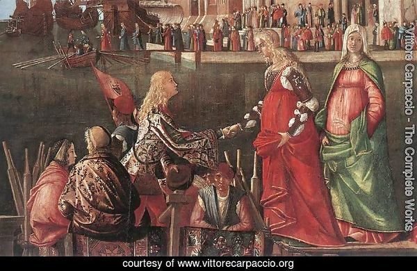 Meeting of the Betrothed Couple and the Departure of the Pilgrims [detail: 1]