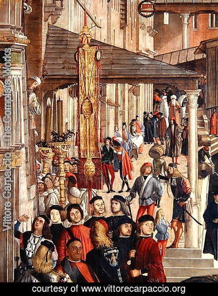Vittore Carpaccio - Street Scene, detail from The Miracle of the Relic of the True Cross on the Rialto Bridge, 1494