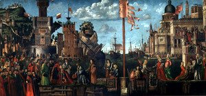 Vittore Carpaccio - The Meeting of Etherius and Ursula and the Departure of the Pilgrims, from the St. Ursula Cycle, originally in the Scuola di Sant'Orsola, Venice, 1498