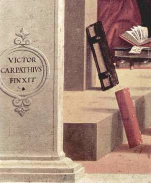 Vittore Carpaccio - Armed conversation of St. Stephen, detail 2