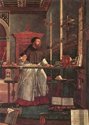 Vittore Carpaccio - Carpaccio Vision of St Augustin detail1