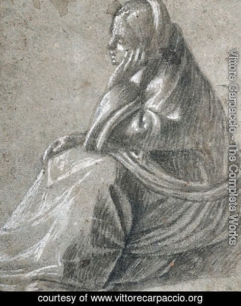 Vittore Carpaccio - A seated woman in profile to the left, her hand supporting her head