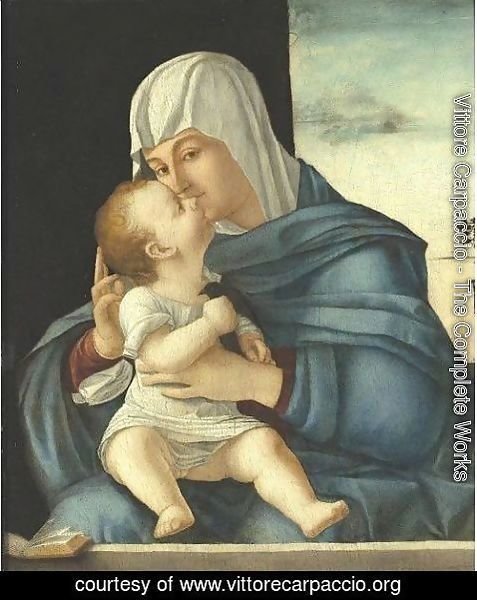 Vittore Carpaccio - Madonna And Child At A Parapet, A Landscape Beyond