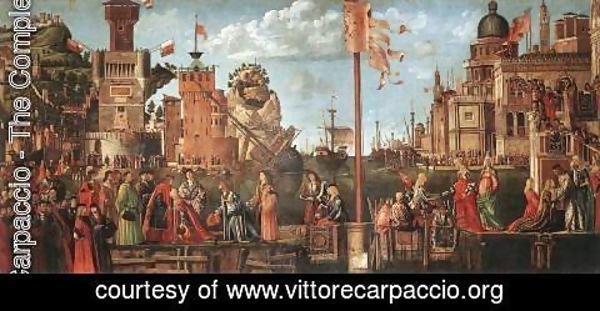 Vittore Carpaccio - Meeting of the Betrothed Couple and the Departure of the Pilgrims 1495